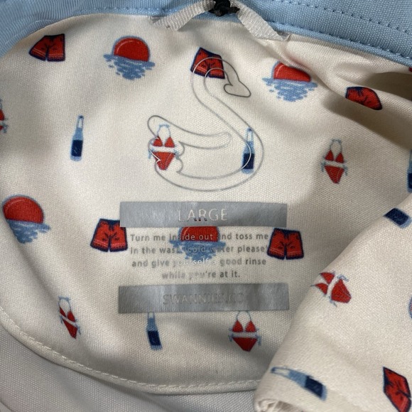 NWT Swannies Golf Polo Shirt Mens Large Swim Pool Pattern Short Sleeve *Logo - Picture 7 of 12